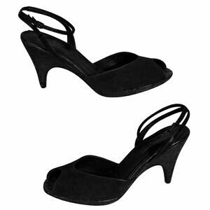 Donald Pliner Black Suede Platform Gator Leather Open-toe Ankle Shoe NWT $275